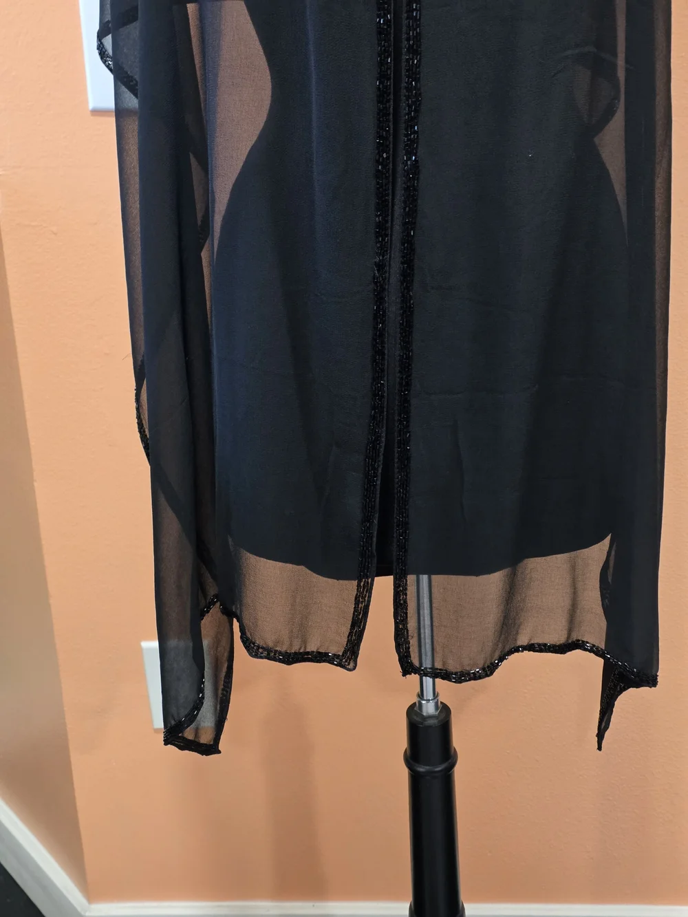 Elegant Black Sheer Evening Shawl